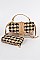 Tweed Houndstooth Clear Clutch