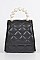 Pearl Handle Quilted Mini Clutch