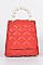 Pearl Handle Quilted Mini Clutch