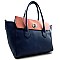 Two Tone Flap Top Satchel Tote