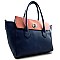 Two Tone Flap Top Satchel Tote