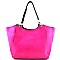 Beautiful Dual Matching Color Shopper Tote with Inner Bag