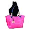 Beautiful Dual Matching Color Shopper Tote with Inner Bag