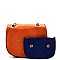 Chain Accent Contrasting Color Messenger Bag