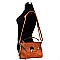 HSG62607-LP Textured Flip Flap Medium Satchel Cross Body