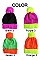 Pack of 12 Lovely Assorted Neon Color Beanie With Pom Pom