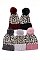 PACK OF 12 ASSORTED COLOR LEOPARD POMPOM BEANIES