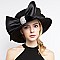 Medium Brim Satin Braid Hat with Big Satin Bow And Rhinestone Accent