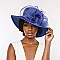 SATIN HAT With Rhinestones Bands and Large Floral Decor  MEZ2173