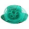 SATIN HAT With Large Mesh Bow And Floral Decor