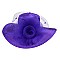 SATIN HAT With Large Mesh  Floral Decor