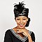 SIDE FEATHER ACCENT GATSBY SATIN PILLBOX HAT