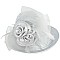SMALL BRIM SATIN HAT WITH DOUBLE FLOWERS