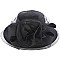 WIDE BRIM SATIN DERBY HAT with LARGE ROSE ACCENT