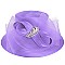 LARGE SATIN DRESSY HAT WITH A LEAF BROOCH