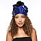 Trendy reversible sequin beanie hat with pom-pom