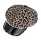 ANIMAL PRINT NEWSBOY CAP WITH PEARL ACCENT