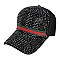 STYLISH RHINESTONE FRONT & BRIM WITH GREEN RED STRIPE BASEBALL CAP