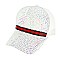 STYLISH RHINESTONE FRONT & BRIM WITH GREEN RED STRIPE BASEBALL CAP