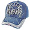 FASHIONABLE DOG MOM WITH DOG PAW RHINESTONE DISTRESSED DENIM BASEBALL CAP