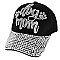 CHIC DOG MOM WITH DOG PAW RHINESTONE DISTRESSED DENIM BASEBALL CAP