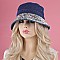 FASHIONABLE RHINESTONE DENIM BUCKET HAT