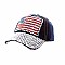 American Flag Rhinestone Denim Cap