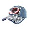 American Flag Rhinestone Denim Cap