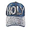 "HOLY" Full Stoned Bill on Distressed Denim Cap