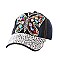 Distress Denim Multi Color Gem Butterfly Baseball Cap