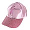 Pink Ribbon Crystal Embellished Fashion Cap