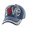 "Love" Studded denim rhinestone cap