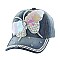 BUTTERFLY WITH PEARLS DENIM CAP