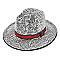 Rhinestone Fedora Hat With Stripe - Trendy Stripe