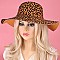 STYLISH LEOPARD PRINT FELT BELTED FLOPPY HAT