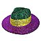 MARDI GRAS TRI COLOR Stylish Rhinestone Fedora Hat