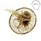 Fashionable Gold Elegant Dressy Fascinator With Floral Center & Feathers SLHTH2089