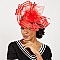 SATIN TRIMMED MESH ROSE ACCENT FASCINATOR