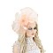 FEATHER POM ON SATIN TRIM MESH