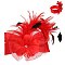 LARGE BOW FEATHERED NETTED DECORATIVE HEADPIECE