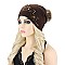 FASHIONABLE BEADED VINE POM POM BEANIE HAT