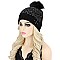 CUTE POM POM FUR THICK KNIT GEM BEANIE