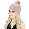 CUTE POM POM FUR THICK KNIT GEM BEANIE