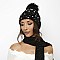 Soft Ribbed Beanie and Scarf Set With Pearl Beads