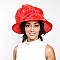 Ladies Shiny Organza Hat Medium Brim Rose Decor MEZ1098