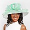 Fashionable Women Organza Hat Large Brim Bow and Ruffles Decor Two Tone MEZ2002