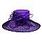 Elegant Organza Hat Large Brim Polka Dot with Rhinestone Center MEZ2013