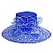 Elegant Organza Hat Large Brim Polka Dot with Rhinestone Center MEZ2013