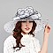 Elegant Organza Hat Large Brim Polka Dot with Rhinestone Center MEZ2013