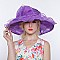 Ladies Organza Hat Large Brim Bow and Ruffles Decor